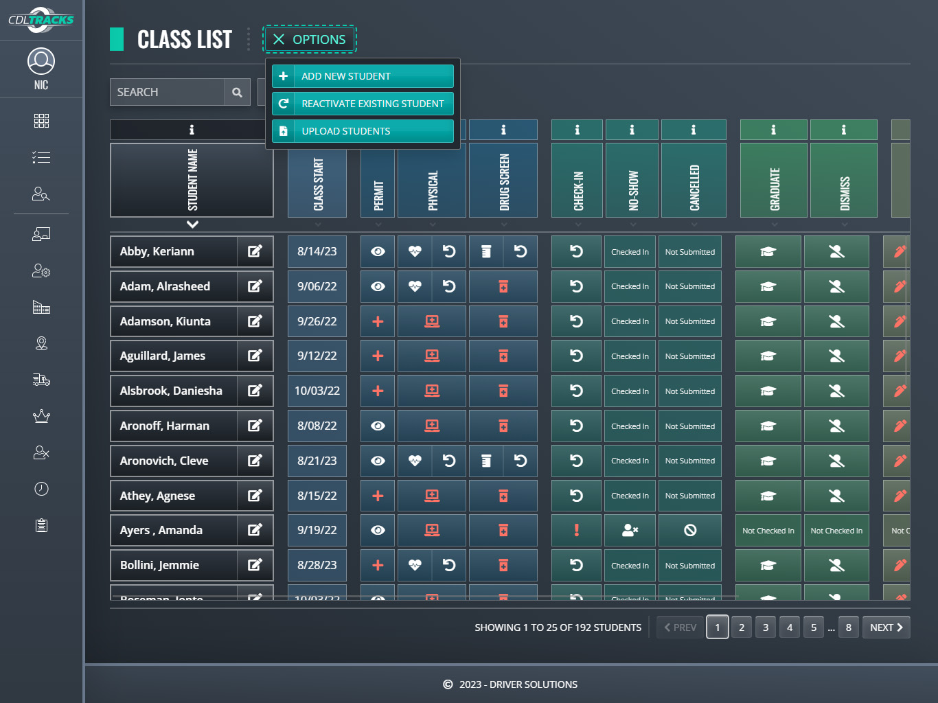 CDL Tracks - Class List Screenshot