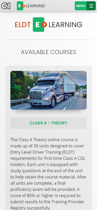 C1 Truck Driver Training - eLearning Class A Phone Screenshot