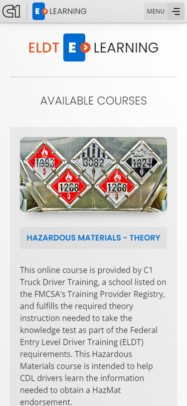 C1 Truck Driver Training - eLearning Hazmat Phone Screenshot