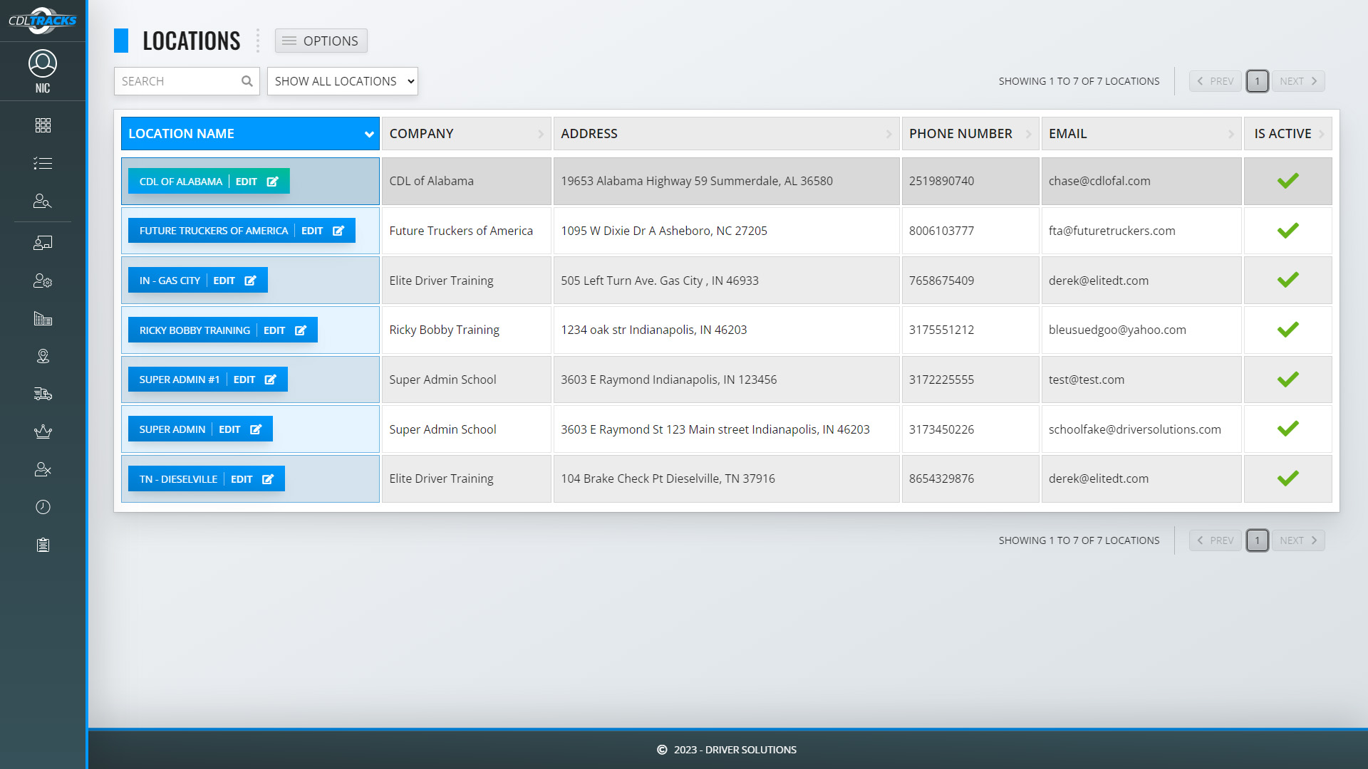 CDL Tracks - Manage Locations Screenshot